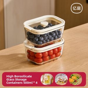 YYIEDERNG | Food Grade Refrigerator Borosilicate Glass Food Storage Container