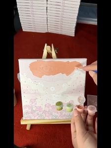 AI-A110 Canvas Acrylic Aesthetic Digital Painting Kanvas Siap Lukis DIY Paint By Number Kit 20x20cm
