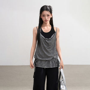 BAIDAIFEI | Stripe Halter Sleeveless Top Set