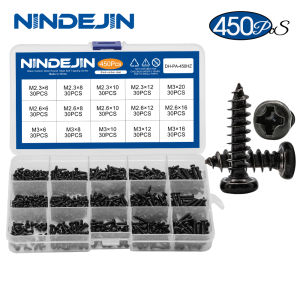 450ชิ้น/เซ็ตสีดําชุบน็อตหัว P แตะชุดสกรู M2.3 M2.6 M3เหล็กคาร์บอนคอมพิวเตอร์แล็ปท็อปสกรูสกรูชุด