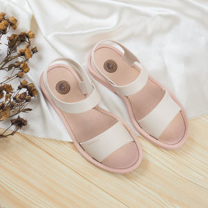 Sandal Sepatu Wanita Camou Kekinian 2023 Dewasa Simple Elegan Tali Karet Korea Style Neti Peach
