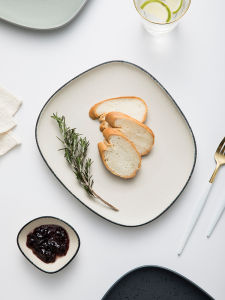 Nordic Style Ins Wind Dinner Plate Western Steak Dessert Dish Irregular Shape Premium Feeling Ceramic Plate Adult Size 8 Inches