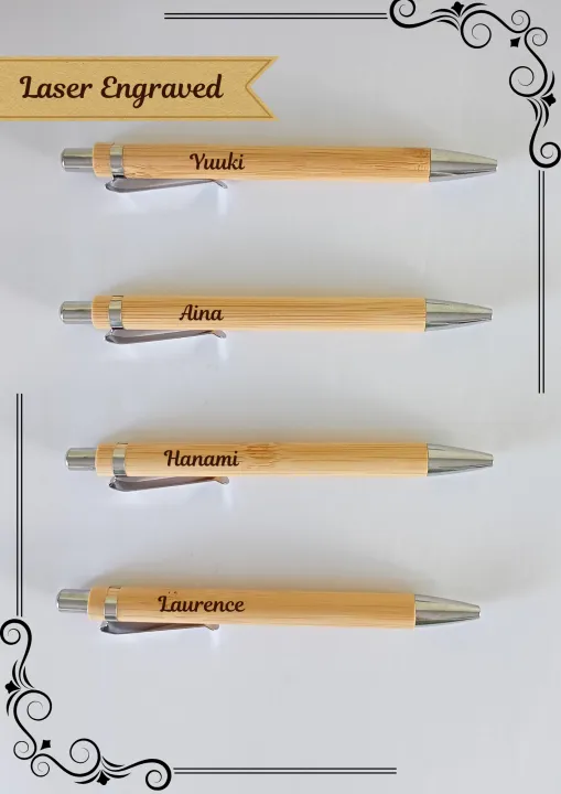 50 pcs Personalized Bamboo Pen Laser Engrave | Lazada PH