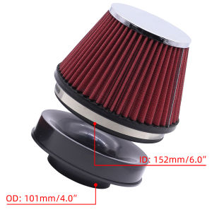 High Flow Air Filter for Sport Racing Car Engine Air Inlet 152mm 6.0inch to 76/89/101mm Universal Cold Air Intake Filter