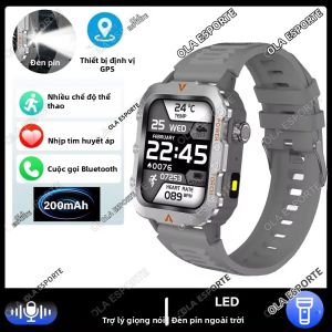 Đồng Hồ Thông Minh Quân Đội Nam 2026 IP68 5ATM Chống Nước GPS Thể Thao Ngoài Trời Thiết Bị Theo Dõi Thể Dục 1.96 Hỗ Trợ Gọi BT Cho Android iOS Với Chức Năng Theo Dõi Nhịp Tim