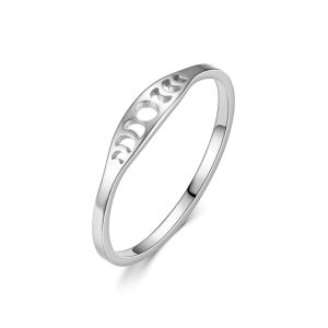 Simple Sky Moon Phase Ring Stainless Steel Crescent Moon Women Rings Amulet Jewelry Aesthetic Gift For Lover Friends Wholesale