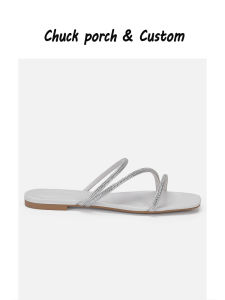 Handmade Shoes Roman Sandals Womens Summer Fairy Style Strap Sandals Square Toe Light Diamond Thin Strap Outwear Flats Slippers