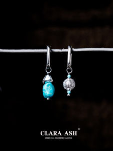 Original Asymmetric Turquoise Earrings Womens Vintage Personality Ethnic Irregular Couple Dangle Earrings Fashion Jewelry