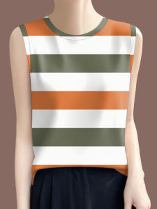 Womens Strap Vest Summer New Loose Printed Sleeveless Base Shirt Outerwear 2025 Trend Commute Style Regular Fit Stripe Top