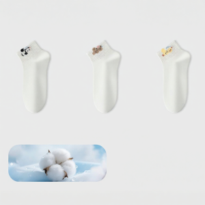 Vớ Ngắn Thoáng Khí Cotton cho Phụ Nữ Màu Trắng