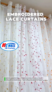 Sheer Curtains Floral Leaves Embroidered Grommet Drapes for Living Room Bedroom 7ft per Panel