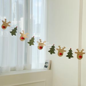 Merry Christmas Cartoon Elk Christmas Racket Pair Brown Packing Paper Pull Banner Ins Decorations Arrangement