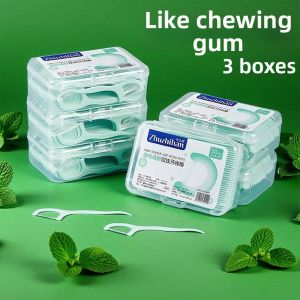 Mint Flavor Disposable Dental Floss Picks