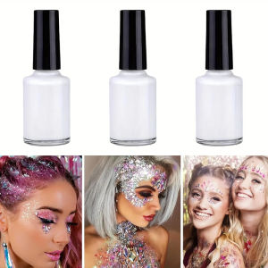 กาวสีทาตัวชนิดน้ำ 3 แพ็ค กาวอเนกประสงค์กันน้ำ กันเหงื่อ ติดทนนาน พร้อมไพรเมอร์กลิตเตอร์สำหรับรอยสักวิบวับ