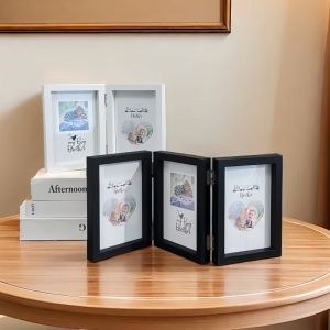 Bộ Khung Hình 6 Inch 7 Inch Hai Mặt Gấp Đôi Ba Mặt Bốn Mặt Đen Trắng Phong Cách Đơn Giản Để Trang Trí Nhà