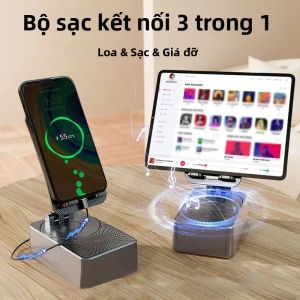Loa Bluetooth 5.3 Di Động 3 Trong 1 Tích Hợp Giá Đỡ Điện Thoại Giá Đỡ Để Bàn Có Thể Điều Chỉnh Giá Đỡ Đa Năng Cho Máy Tính Bảng Và Điện Thoại