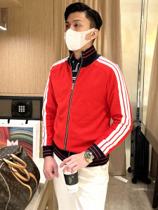 Áo Len Cardigan Dệt Kim Màu Đỏ Thời Trang Anh Quốc Cho Nam Mùa Thu Thường Ngày Kẻ Sọc Nửa Cao Khóa Kéo Dài Vừa Vặn