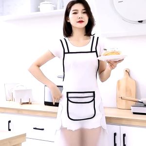 DUONET Kitchen Waterproof Apron Transparent Ladies Men Home Aprons Wipeable Oil Resistant Baking Restaurant Accessories