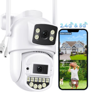 BESDER | 10MP 5K Wifi IP Camera Outdoor 2.4GHZ 5GHZ PTZ Surveillance Camera Dual Lens Dual Screens Email Alert 4K Security Protection