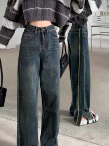 American High Street Wide Leg กางเกงยีนส์ สําหรับผู้หญิง พลัสไซส์ รูปร่างลูกแพร์ พรางหุ่น หลวม กางเกงขาสั้นฉีกขาดยาว เดนิม กางเกง