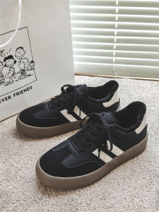 Fashionable Mens Autumn Winter Fleece Lined Deqin Shoes All Purpose Super Synthetic Leather Board Shoes Casual Style round Toe