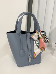 Handcrafted Birthday Gift for Girlfriend Sweet Lady Style Bucket Bag DIY Weaved Handbag Soft PU Leather Large Size Pure Color