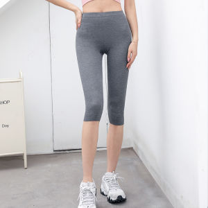 High Waist Pure Cotton Cycling Pants Womens Thin Tight Fit Summer Bottoms Breathable Large Size Seven-Quarter Length