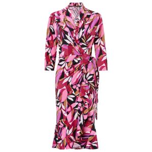 MY TENO | Red Floral Print V-Neck Slim Fit Dress With Belt Fashionable Slimming Womens Casual Spring Summer Autumn Polyester Spandex