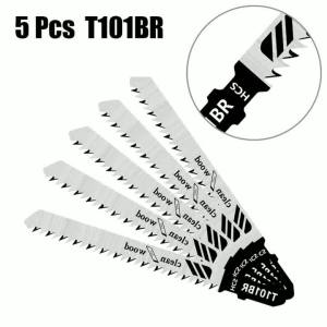 5PCS/set Jigsaw Blades T101BR Sawblade Woodworking Tools 100mm Down Cutting Fits Power Tool HCS Laminates Veneers