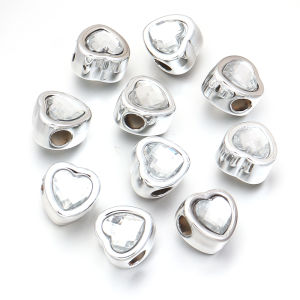 10pcs/lot Double Face Rhinestone Heart Big Hole Beads Love Shape Loose Spacer Beads For Jewelry Making DIY Necklace Bracelet