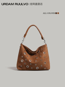 UR Retro Tote Bag Womens 2025 New Commuter Outdoor Single Shoulder Bag Fashion Hollow Underarm Bag Casual Simple Style