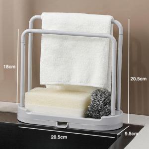 Kitchen Sink Countertop Storage Rack Hole-Free Steel Wool Sponge Drainage Shelf Cloth Holder Kitchen Accessories Organizer