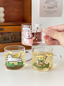 Mini Cartoon Handle High Borosilicate Glass Cup for White And Fruit Wine Popular Internet Red Liquor Cup Home Use Cute Glass Cup