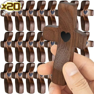 20PCS Mini Wooden Crosses Lightweight Encouragement Black Walnut Praying Crucifixion Pockets Palm Crucifix for Children Adults