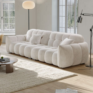 French Cream Snow Velvet Fabric Sofa