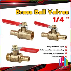 Homehub Brass Ball Valves 1/4" Male Female Thread Copper Fitting Water Oil Hair Gas Fuel Line Shutoff