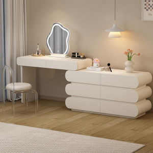 Cream Solid Wood Baking Finish Dressing Table Bedroom New Chest of Drawers Integrated Makeup Table Fancy Corner Accessible Luxury Ins Style