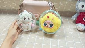Labubu Protective Bag PVC Thickened Silicone Sleeve Dustproof Transparent Round Doll Display Box Keychain Bag Display Hangable