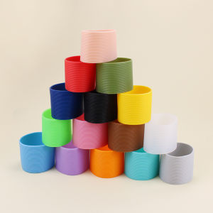 6.5cm Diameter Food Grade Silicone Sleeve for Glass Water Bottle Heat Resistant Protective Anti-Slip Cup Silicone Covers