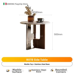 Minimalist Marble Round Side Table Portable