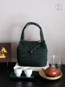 Portable Silk Fragrance Cloud Shawl Cotton Linen Weaving Velvet Handbag Tea Set Storage Bag High End Travel Storage Bag