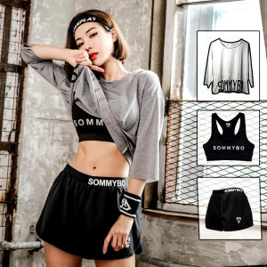 ชุดโยคะสำหรับผู้หญิงหลวมๆ แห้งเร็ว แขนสั้น ไซส์ใหญ่ ฤดูร้อน 2025 ชุดออกกำลังกาย ชุดวิ่ง ชุดกีฬา