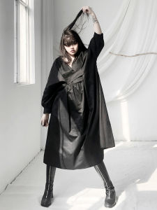 BKMS ชุดเดรสยาวคลุมเข่าแขนยาว 9 นิ้ว คอวี ทรงหลวม สำหรับผู้หญิงตั้งครรภ์ สไตล์สตรีท แขนยาว กระโปรงทรงเอ