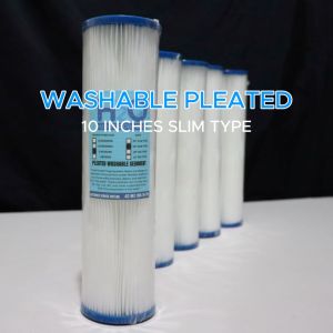 Water Filter 10" Slim Type Washable Pleated 5 Micron Filter Reusable Replacement
