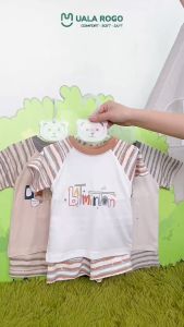 Bộ cộc tay bé trai Ualarogo 9 tháng - 4 tuổi vải Petit mềm mịn co giãn mềm mại thoáng khí 2381