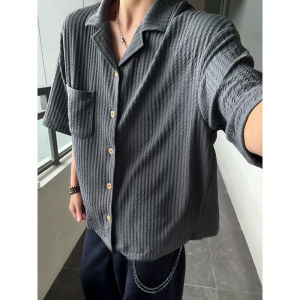 Elegant Classic Breathable Black Short Sleeve Dress Shirt