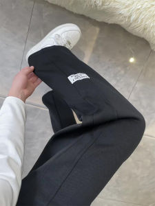 กางเกงวอร์มทรงตรงสีดำสไตล์อเมริกันสำหรับผู้ชาย กางเกงขายาวทรงหลวมสบาย ๆ ทรงหลวม เอวกลาง ทรงหลวม ฤดูใบไม้ร่วง ทรงขากระบอก