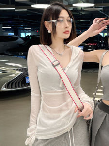 เสื้อยืดแขนยาวปกป้องแสงแดดสำหรับผู้หญิงในช่วงฤดูร้อน ทรงหลวม สีพื้น แขนยาว เสื้อคลุมกันลม เสื้อผ้าทำงานสไตล์เกาหลี