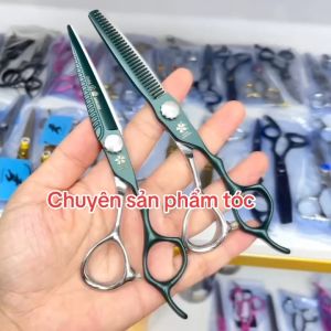 Sakura Bộ Kéo Cắt Tỉa Tóc Nhật 6.0 Inches Thép S440C Sắc Bén - Trên 62HRC Chất Lượng Cao Giá Tốt ( Sakura xanh )