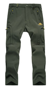 Mens Waterproof Hiking Pants Outdoor Fleece Lined Snow Ski Pants Winter Softshell Snowboard Pants